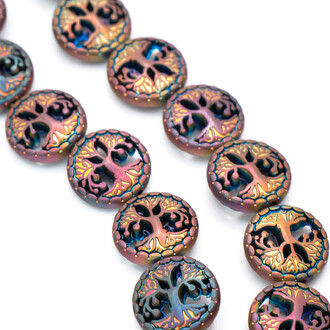 Бусины Дерево Гематит 12 мм Фиолетово-желтый 10 шт.