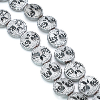 Бусины Дерево Гематит 12 мм Серебристый 10 шт.