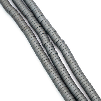 Бусины Шайба Гематит 6х2 мм Серый матовый 40 см +-190 шт.