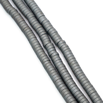 Бусины Шайба Гематит 6х2 мм Серый матовый 40 см +-190 шт.