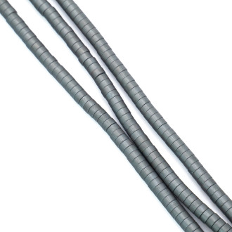 Бусины Шайба Гематит 4х2 мм Серый матовый 40 см +-205 шт.