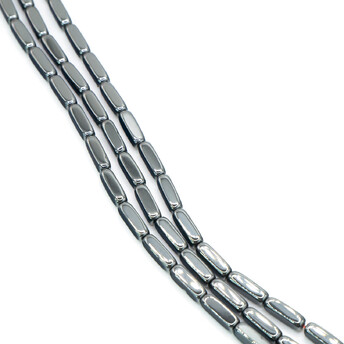 Бусины Прямоугольник Гематит 9х3 мм Серый 40 см +-45 шт.