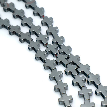 Бусины Крестик Гематит 4х6 мм Серый 40 см +-66 шт.