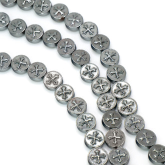 Бусины Крестик Гематит 10 мм Серый 40 см +-50 шт.
