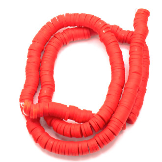 Бусины из полимерной глины Круг 6х1 мм Красный 40 см (+-350 шт.)