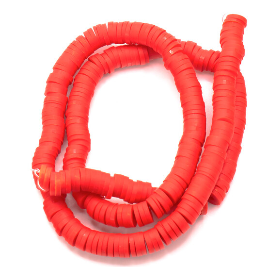 Бусины из полимерной глины Круг 6х1 мм Красный 40 см (+-350 шт.)