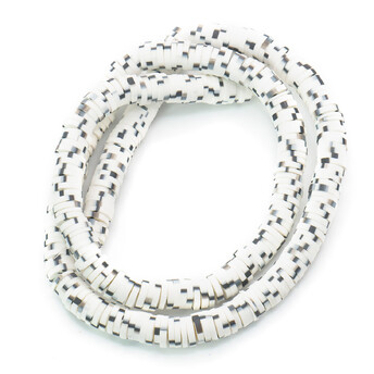 Бусины из полимерной глины Круг 6х1 мм Белый с черным , 40 см (+-350 шт.)