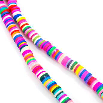 Бусины из полимерной глины Круг 6х1 мм Разноцветный (преем. розовый) 40 см (+-350 шт.)