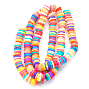 Бусины из полимерной глины Круг 6х1 мм Разноцветный (преем. оранжевый) 40 см (+-350 шт.)