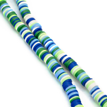 Бусины из полимерной глины Круг 6х1 мм Разноцветный (преем. синий) 40 см (+-350 шт.)