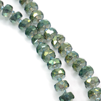 Бусины Хрусталь рондель с бисером 5х8 мм и 2х4 мм Салатовый темный 75 см (+-по 96 шт.)