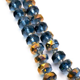 Бусины Хрусталь рондель с бисером 5х8 мм и 2х4 мм Сине-фиолетовый с позолотой Ав 75 см (+-96 шт.)