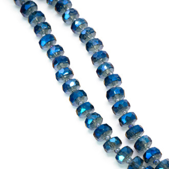 Бусины Хрусталь рондель с бисером 5х8 мм и 2х4 мм Синий Ав 75 см (+-по 96 шт.)