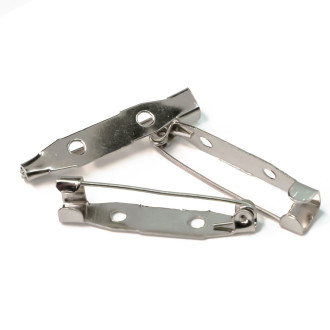 Основа для броши булавка 2 отверстия 20х4 мм Платина 30 шт.