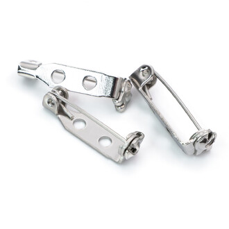 Основа для броши булавка с замком на 2 отверстия 20х5 мм Платина 30 шт.