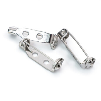 Основа для броши булавка с замком на 2 отверстия 20х5 мм Платина 30 шт.