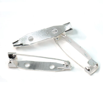 Основа для броши булавка 2 отверстия 30х4 мм Серебро 30 шт.