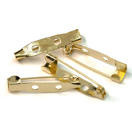 Основа для броші булавки 2 отвори 20х4 мм Золото 30 шт.