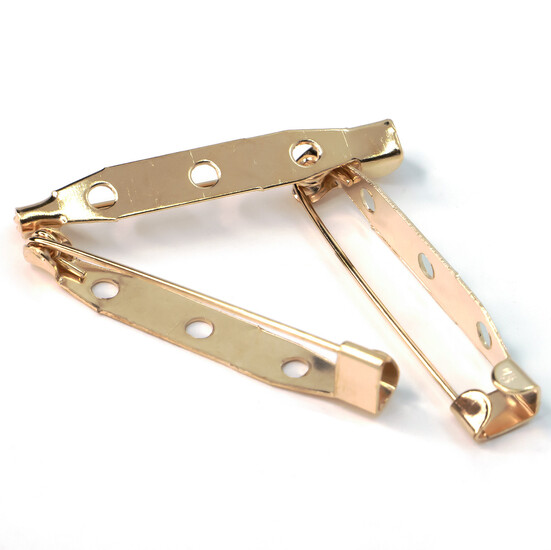 Основа для броши булавка 3 отверстия 35х4 мм Золото 30 шт.