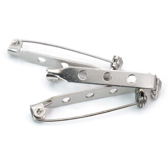 Основа для броши булавка с замком на 3 отверстия 32х5 мм Платина 30 шт.