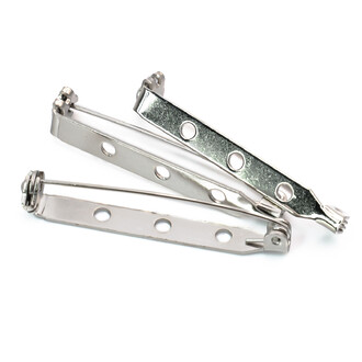 Основа для броши булавка с замком на 3 отверстия 38х5 мм Платина 30 шт.