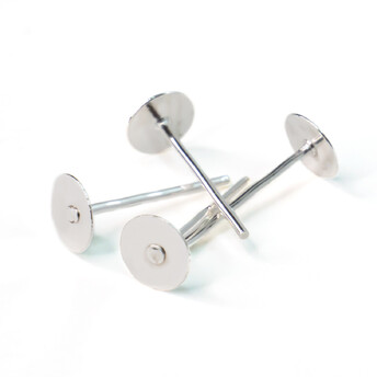 Основа для серьг Гвоздики 12х10 мм Серебристый 50 пар