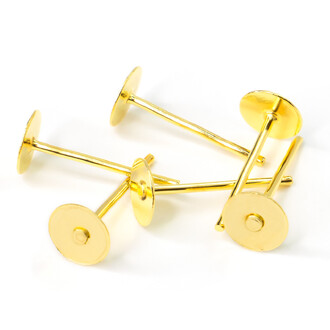 Основа для серьг Гвоздики 12х5 мм Золото яркое 50 пар