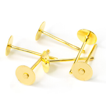 Основа для серьг Гвоздики 12х5 мм Золото яркое 50 пар