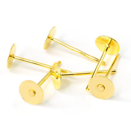 Основа для серьг Гвоздики 12х5 мм Золото яркое 50 пар