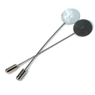 Булавка основа для броши с заглушкой и платформой 75х15 мм Платина 6 шт.