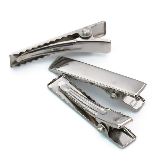 Основа для заколки Крокодил прямоугольник 32х6 мм Платина 10 шт.