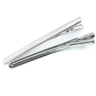 Основа для заколки Крокодил FLAWLESs прямоугольник 80х7 мм Платина 10 шт.