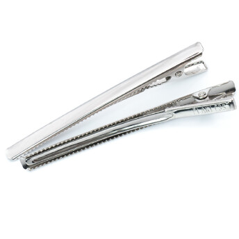 Основа для заколки Крокодил FLAWLESs прямоугольник 80х7 мм Платина 10 шт.