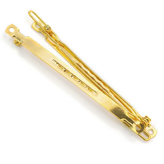 Основа для заколки автомат прямоугольная с двумя отверстиями 80х5 мм Золото 10 шт.