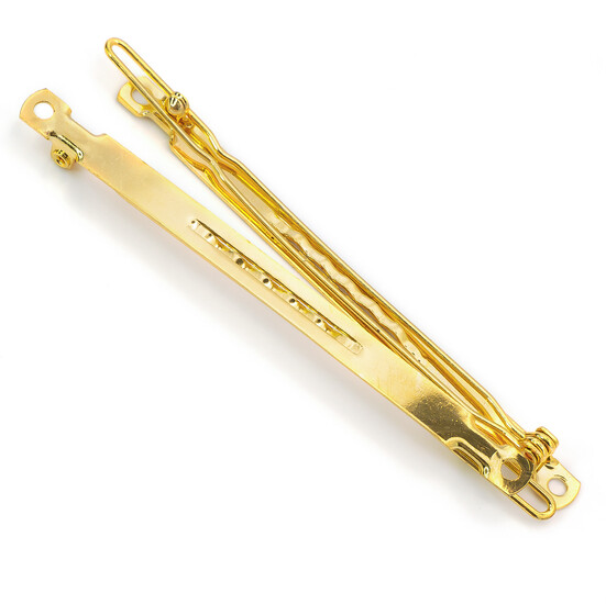 Основа для шпильки автомат прямокутна з двома отворами 80х5 мм Золото 10 шт.