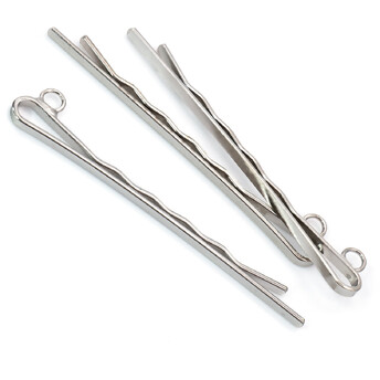 Основа для заколки невидимка с кольцом 55х2 мм Платина 10 шт.