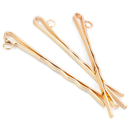 Основа для заколки невидимка с кольцом 55х2 мм Золото 10 шт.