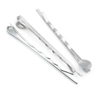 Основа для заколки невидимка с круглой платформой 8 мм 55х2 мм Платина 10 шт.