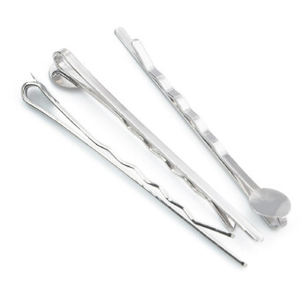 Основа для заколки невидимка с круглой платформой 8 мм 55х2 мм Платина 10 шт.