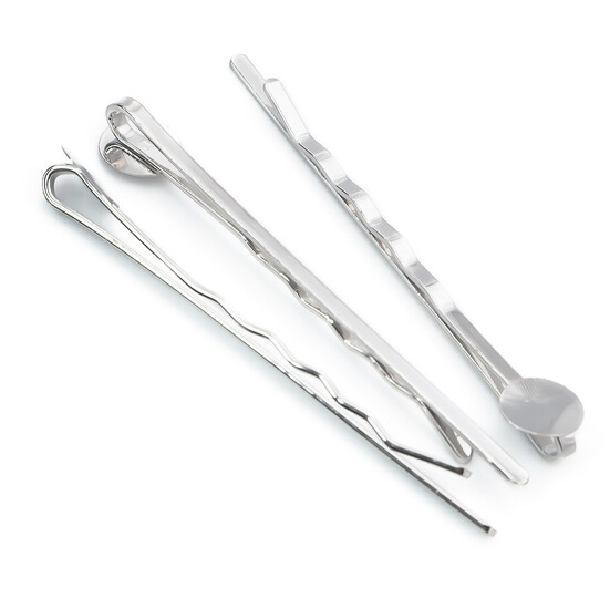 Основа для заколки невидимка с круглой платформой 8 мм 55х2 мм Платина 10 шт.