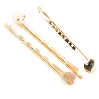 Основа для заколки невидимка с круглой платформой 8 мм 55х2 мм Золото 10 шт.