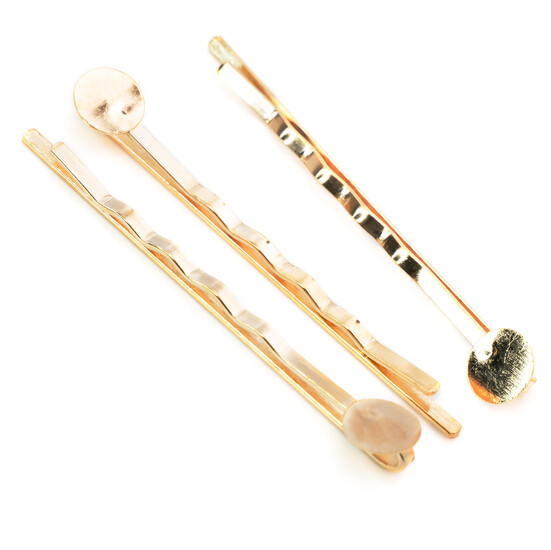 Основа для заколки невидимка с круглой платформой 8 мм 55х2 мм Золото 10 шт.