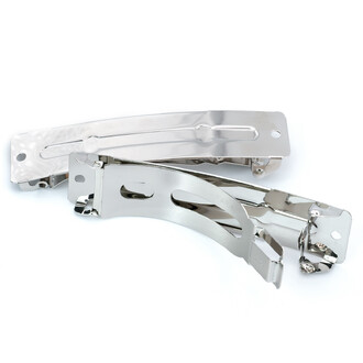 Основа для заколки автомат Clip Paris прямоугольная с двумя отверстиями 84х19 мм Платина 1 шт.