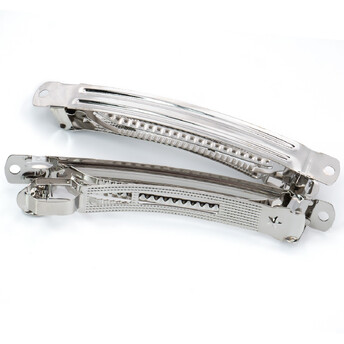 Основа для заколки автомат прямоугольная с двумя отверстиями 100х10 мм Платина 1 шт.