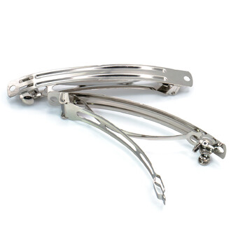 Основа для заколки автомат прямоугольная с двумя отверстиями 97х11 мм Платина 1 шт.