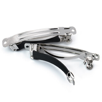 Основа для заколки автомат прямоугольная с силиконовой защитой 60х8 мм Платина 1 шт.