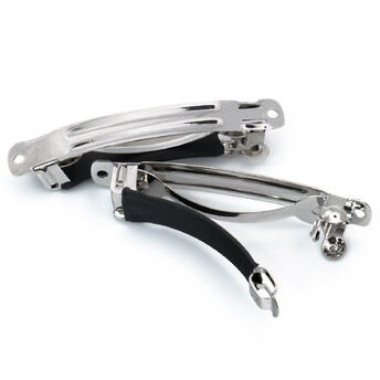 Основа для заколки автомат прямоугольная с силиконовой защитой 60х8 мм Платина 1 шт.