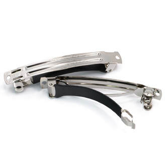 Основа для заколки автомат прямоугольная с силиконовой защитой 50х7 мм Платина 1 шт.