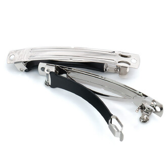 Основа для заколки автомат прямоугольная с силиконовой защитой 70х9 мм Платина 1 шт.