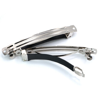 Основа для заколки автомат прямоугольная с силиконовой защитой 80х10 мм Платина 1 шт.